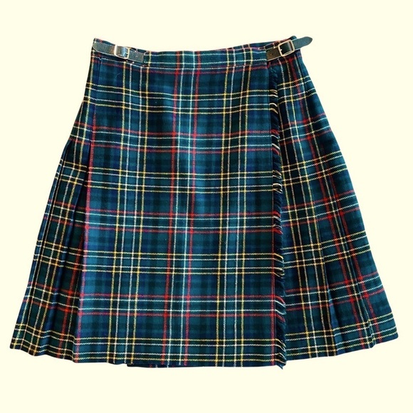 DEANS OF SCOTLAND Vintage Wool Tartan Mini Pleated Kilt Size 6 Christmas - Picture 1 of 7